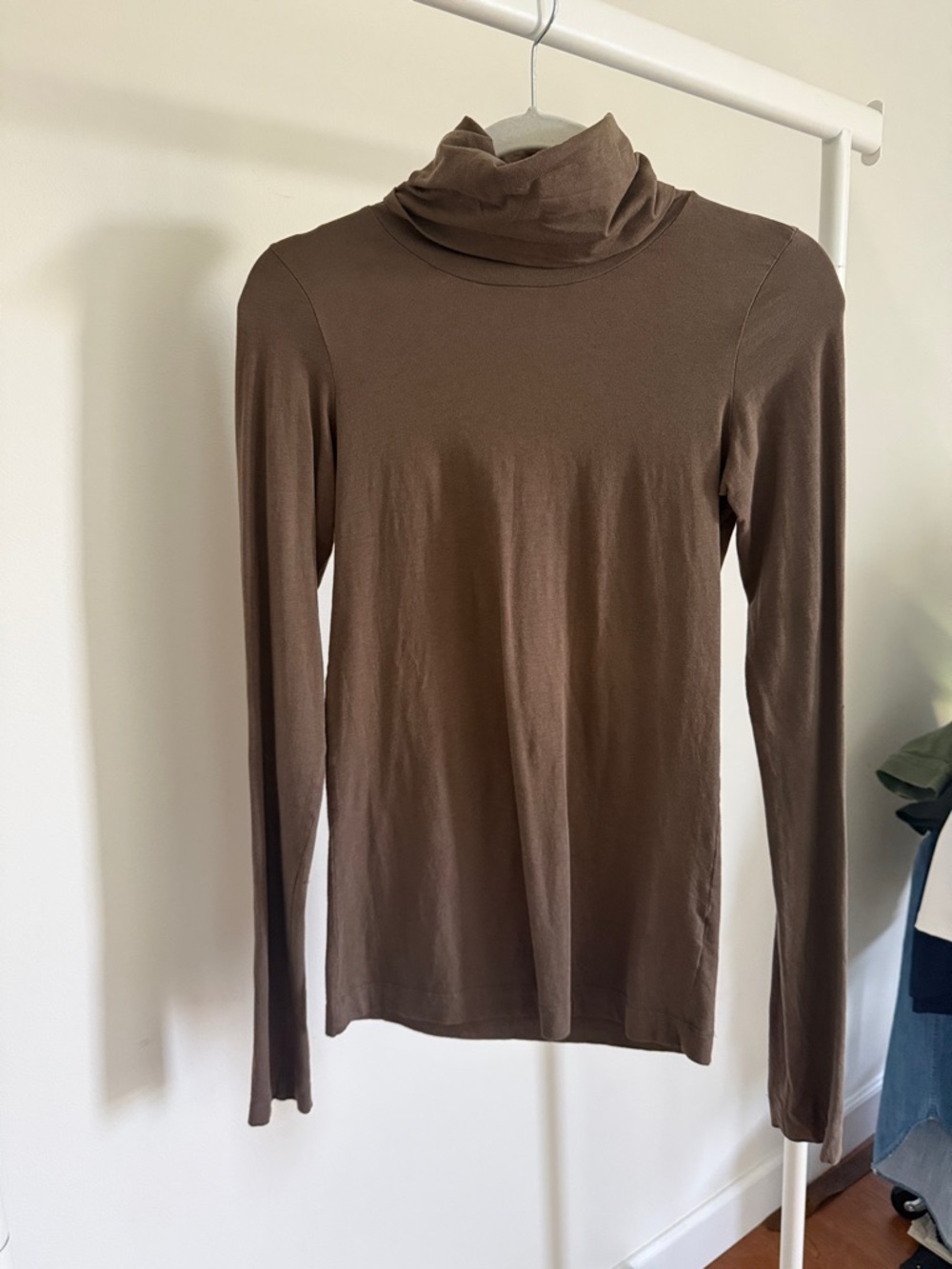 Slim Olive Green Turtleneck Long Sleeve Top